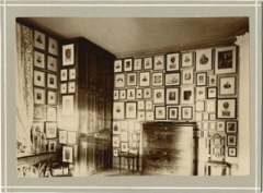 Picture showing parts of the collection hung in Wittrock’s study in the Professor’s residence at the
